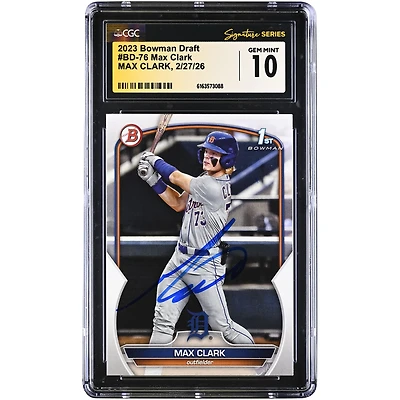 Max Clark Detroit Tigers Autographed 2023 Bowman Draft #BD-76 CGC Authenticated GEM MINT 10 Card