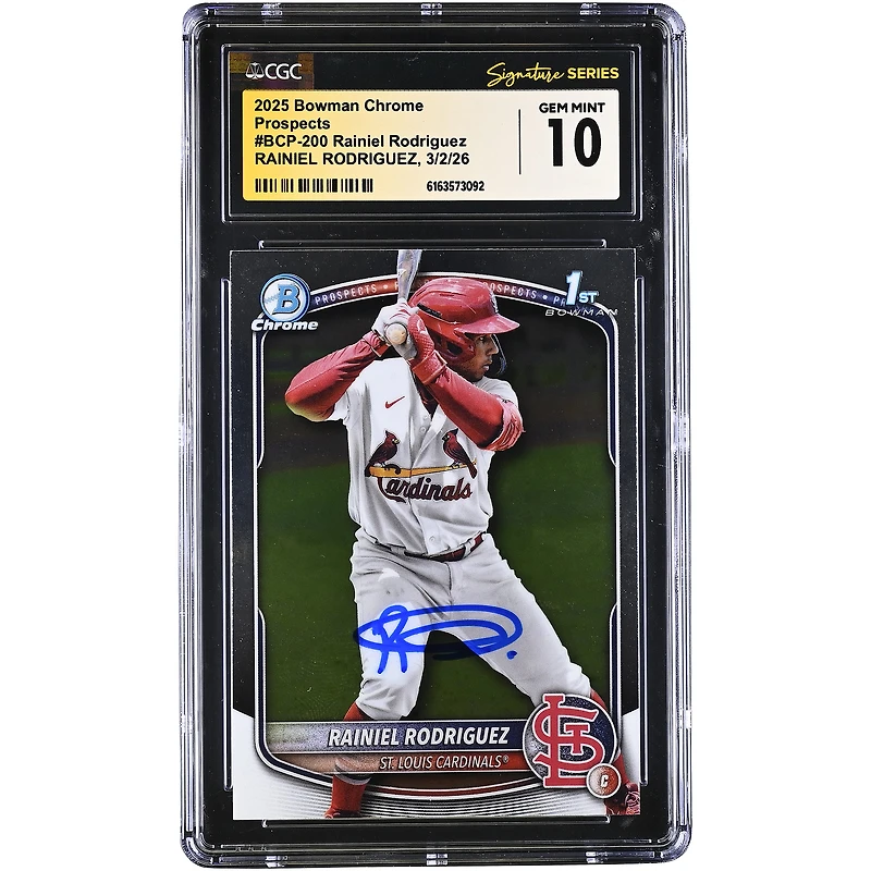 Rainiel Rodriguez St. Louis Cardinals Autographed 2025 Bowman Chrome Prospects #BCP-200 CGC Authenticated GEM MINT 10 Card