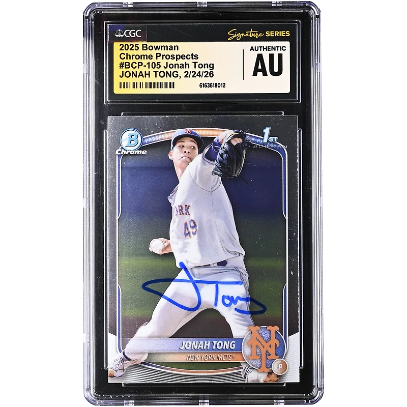 Jonah Tong New York Mets Autographed 2025 Bowman Chrome Prospects #BCP-105 CGC Authenticated / Card