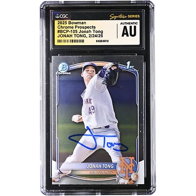 Jonah Tong New York Mets Autographed 2025 Bowman Chrome Prospects #BCP-105 CGC Authenticated / Card