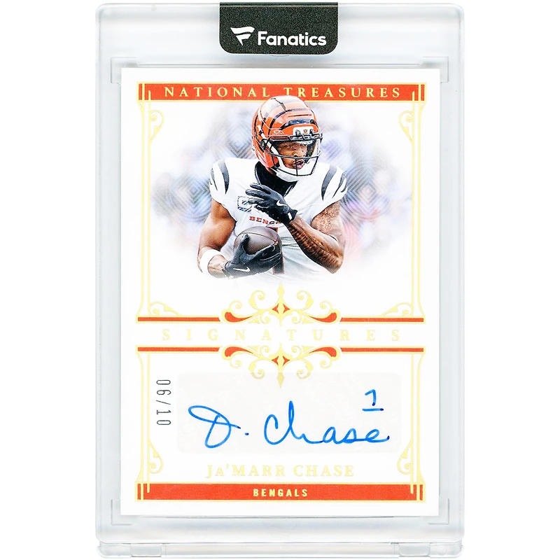 Ja'Marr Chase Cincinnati Bengals Autographed 2025 Panini National Treasures Gold #SIG-JMC #6/10 Card