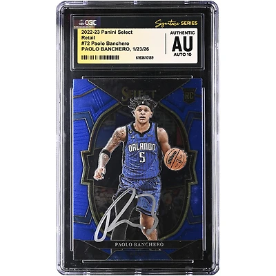 Paolo Banchero Orlando Magic Autographed 2022-23 Panini Select Retail #72 CGC Authenticated Auto 10 Rookie Card