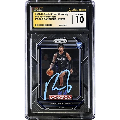 Paolo Banchero Orlando Magic Autographed 2022-23 Prizm Monopoly #66 CGC Authenticated GEM MINT 10 Rookie Card