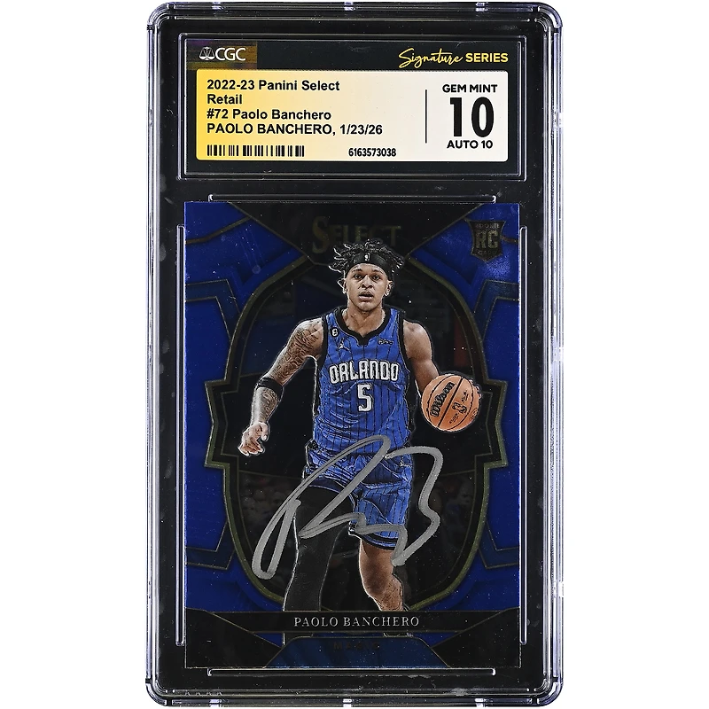 Paolo Banchero Orlando Magic Autographed 2022-23 Panini Select Retail #72 CGC Authenticated 10/10 Rookie Card