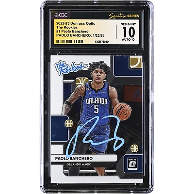 Paolo Banchero Orlando Magic Autographed 2022-23 Donruss Optic The Rookies #1 CGC Authenticated 10/10 Rookie Card