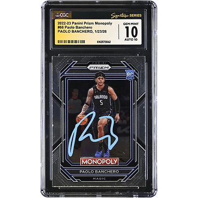 Paolo Banchero Orlando Magic Autographed 2022-23 Prizm Monopoly #66 CGC Authenticated 10/10 Rookie Card