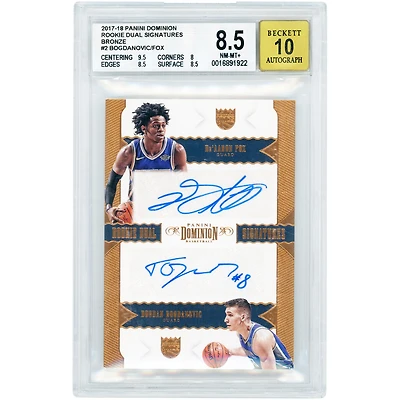 De'Aaron Fox & Bogdan Bogdanovic Sacramento Kings Autographed 2017-18 Panini Dominion Bronze Rookie Dual #RDS-SAC #7/10 BGS Authenticated 8.5/10 Rookie Card