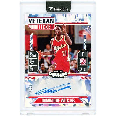 Dominique Wilkins Atlanta Hawks Autographed 2024-25 Panini Contenders Cracked Ice Veteran Ticket #VST-WIL #15/25 Card