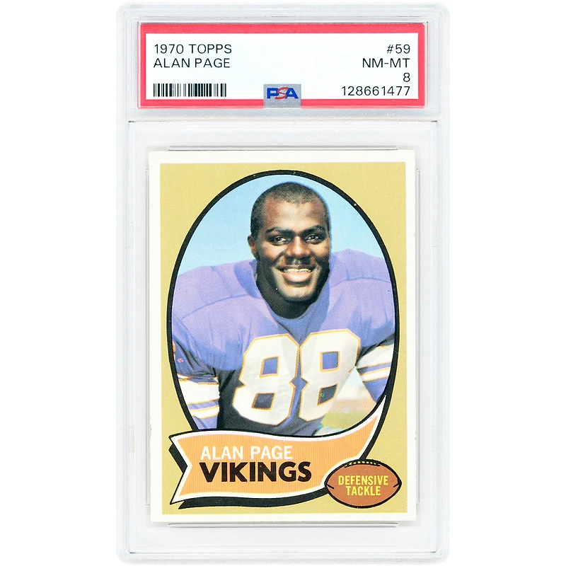 Alan Page Minnesota Vikings 1970 Topps #59 PSA Authenticated 8 Rookie Card
