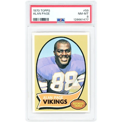 Alan Page Minnesota Vikings 1970 Topps #59 PSA Authenticated 8 Rookie Card