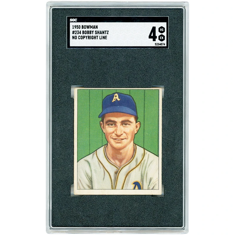 Bobby Shantz Philadelphia Athletics 1950 Bowman No Copyright Line #234 SGC Authenticated 4 Rookie Card