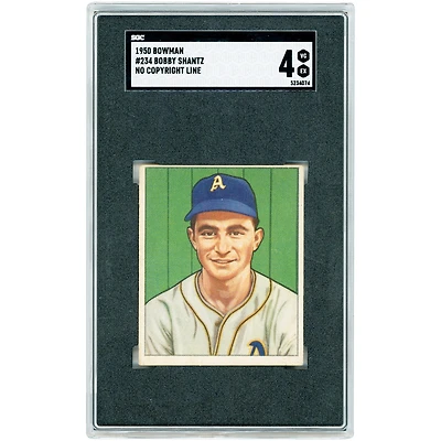 Bobby Shantz Philadelphia Athletics 1950 Bowman No Copyright Line #234 SGC Authenticated 4 Rookie Card