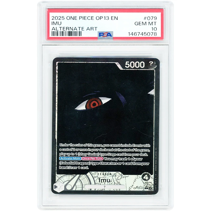 Imu 2025 One Piece Carrying On His Will Alternate Art #OP13-079 PSA Authenticated 10 Card