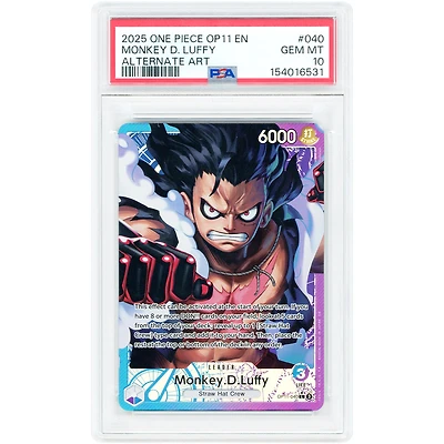 Monkey D. Luffy 2025 One Piece A Fist of Divine Speed Alternate Art #OP11-040 PSA Authenticated 10 Card