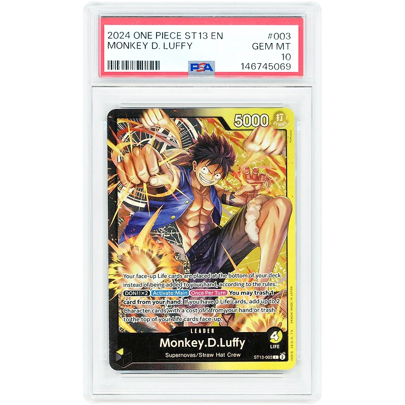 Monkey D. Luffy 2024 One Piece Ultra Deck: The Three Brothers Leader #ST13-003 PSA Authenticated 10 Card