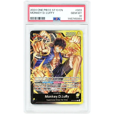 Monkey D. Luffy 2024 One Piece Ultra Deck: The Three Brothers Leader #ST13-003 PSA Authenticated 10 Card