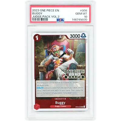 Buggy 2023 One Piece Judge Pack Vol.2 Promo Card #OP03-008 PSA Authenticated 10 Card