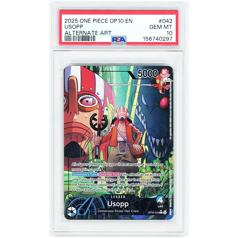 Usopp 2025 One Piece Royal Blood Alternate Art #OP10-042 PSA Authenticated 10 Card