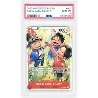Ace, Sabo & Luffy 2025 One Piece Carrying On His Will Super Rare #OP13-007 PSA Authenticated 10 Card