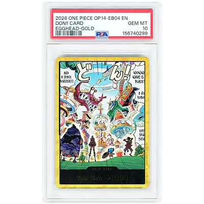 DON!! Card 2026 One Piece The Azure Sea's Seven Egghead Gold #NNO PSA Authenticated 10 Card