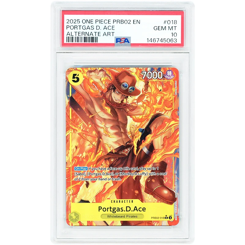 Portgas.D.Ace 2025 One Piece Premium Booster -The Best- Vol. 2 Alternate Art #PRB02-018 PSA Authenticated 10 Card