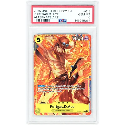 Portgas.D.Ace 2025 One Piece Premium Booster -The Best- Vol. 2 Alternate Art #PRB02-018 PSA Authenticated 10 Card