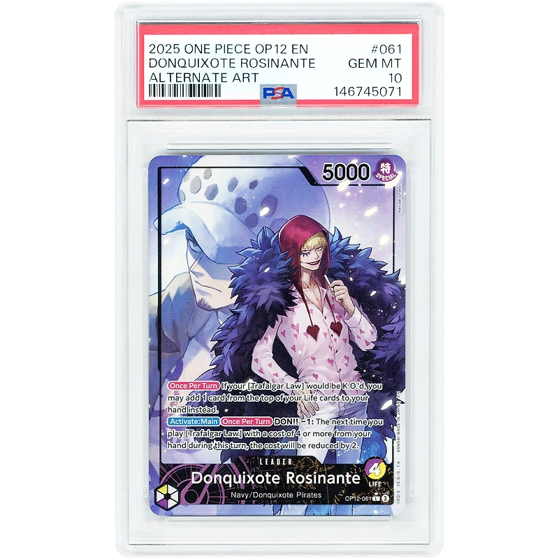 Donquixote Rosinante 2025 One Piece Legacy of the Master Alternate Art #OP12-061 PSA Authenticated 10 Card