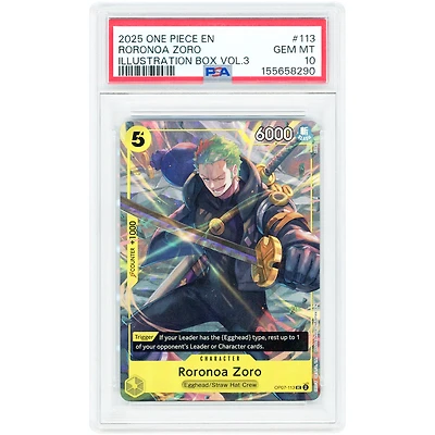 Roronoa Zoro 2025 One Piece Illustration Box Vol.3 Promo Card #OP07-113 PSA Authenticated 10 Card