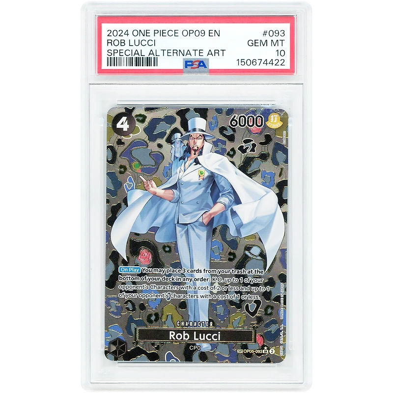 Rob Lucci 2024 One Piece Emperors in the New World Special Alternate Art #OP05-093 PSA Authenticated 10 Card