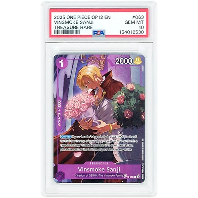 Vinsmoke Sanji 2025 One Piece Legacy of the Master Treasure Rare #OP10-063 PSA Authenticated 10 Card