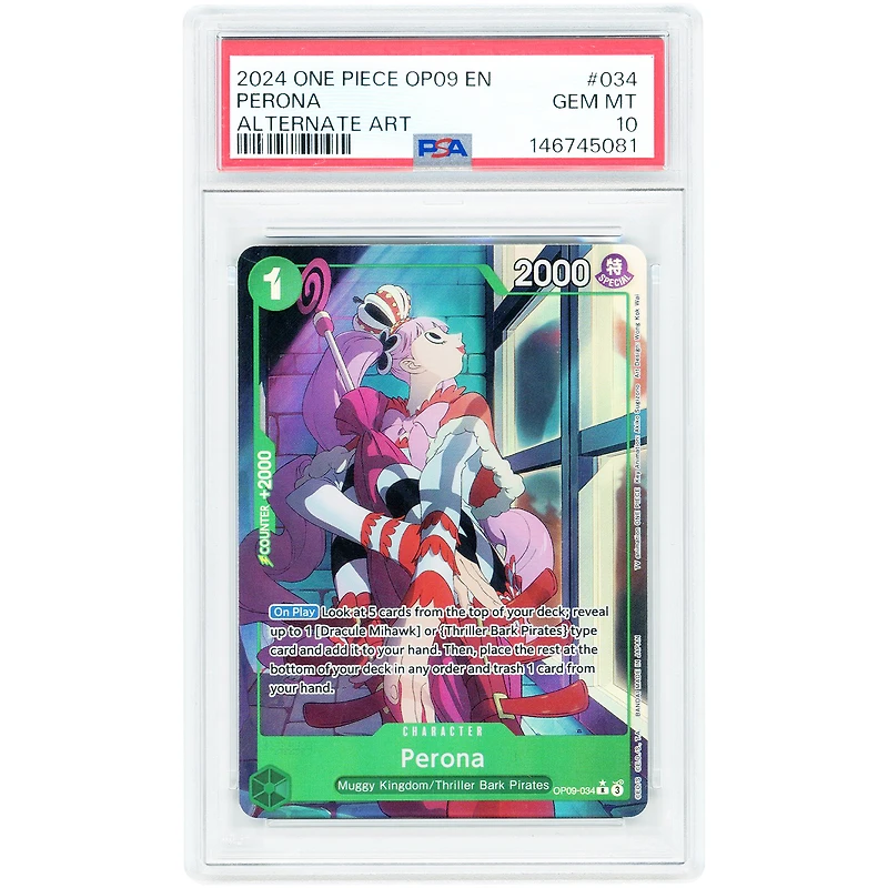Perona 2024 One Piece Emperors in the New World Alternate Art #OP09-034 PSA Authenticated 10 Card