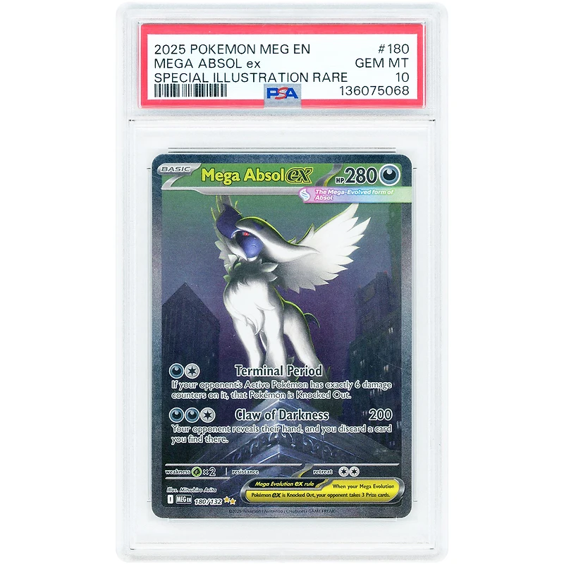 Mega Absol EX 2025 Pokemon Mega Evolution Special Illustration Rare #180 PSA Authenticated 10 Card