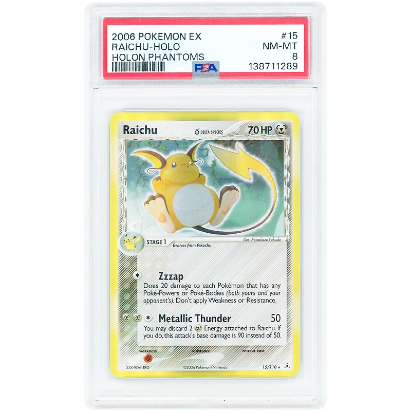 Raichu Delta Species 2006 Pokemon EX Holon Phantoms Holo Rare #15 PSA Authenticated 8 Card