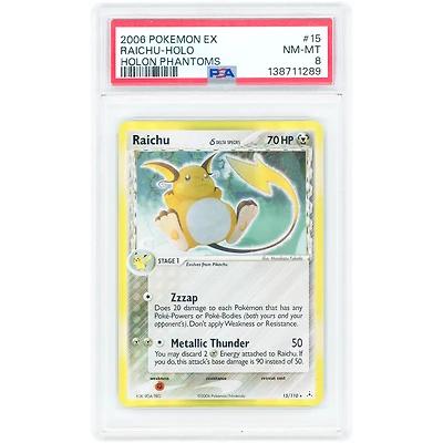 Raichu Delta Species 2006 Pokemon EX Holon Phantoms Holo Rare #15 PSA Authenticated 8 Card