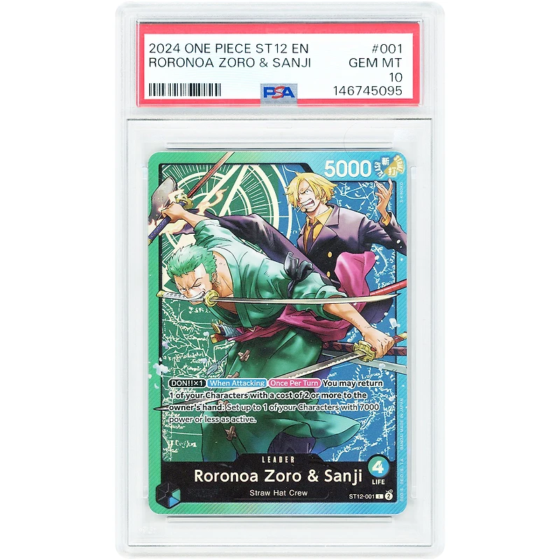 Roronoa Zoro & Sanji 2024 One Piece Starter Deck 12: Zoro and Sanji Leader #ST12-001 PSA Authenticated 10 Card