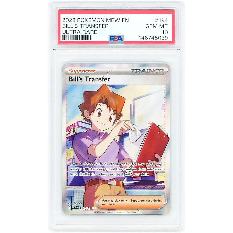 Bill's Transfer 2023 Pokemon Scarlet & Violet 151 Ultra Rare #194 PSA Authenticated 10 Card