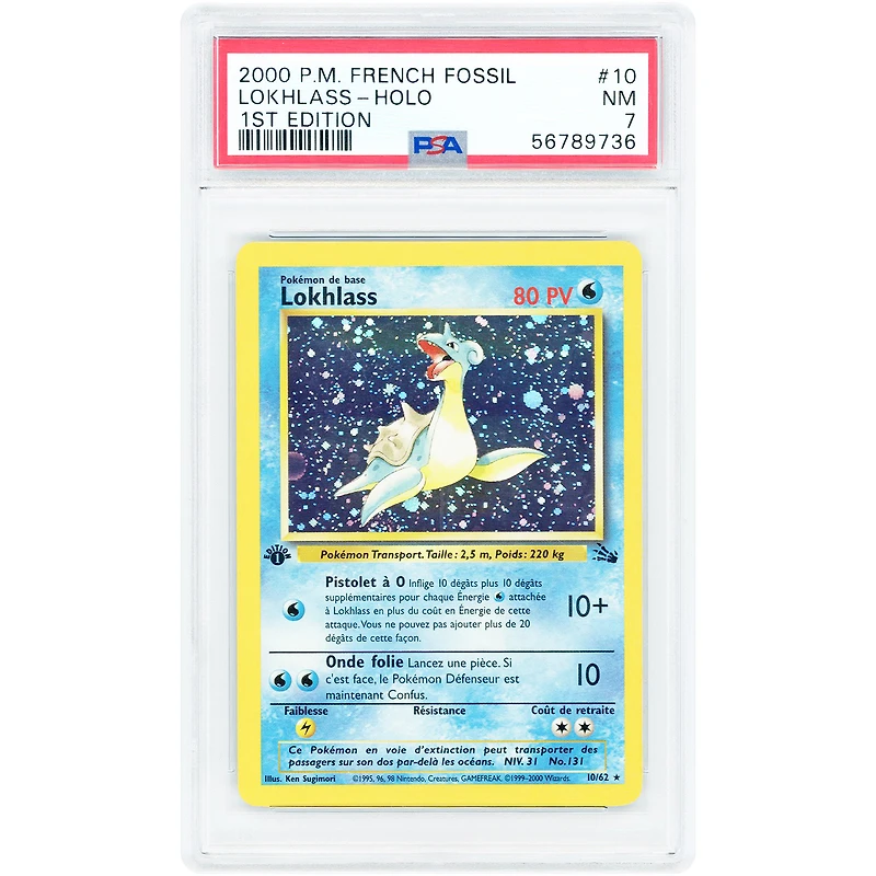 Lokhlass 2000 Pokemon French Fossil Holo Rare 1st Edition #10 PSA Authenticated 7 Card