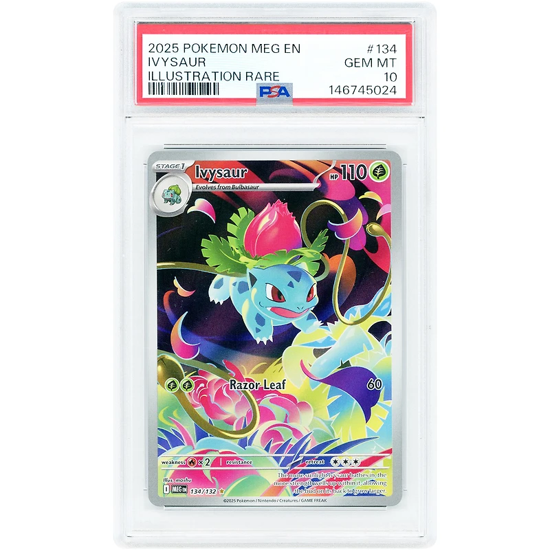 Ivysaur 2025 Pokemon Mega Evolution Illustration Rare #134 PSA Authenticated 10 Card