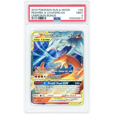 Reshiram & Charizard GX 2019 Pokemon Unbroken Bonds Ultra Rare #20 PSA Authenticated 9 Card