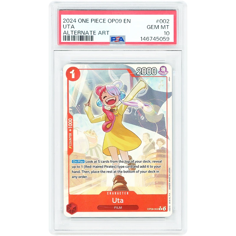 Uta 2024 One Piece Emperors in the New World Alternate Art #OP09-002 PSA Authenticated 10 Card