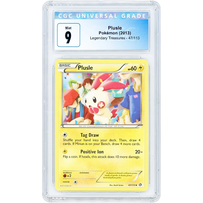 Plusle 2013 Pokemon Legendary Treasures Uncommon #47 CGC Authenticated 9 Card