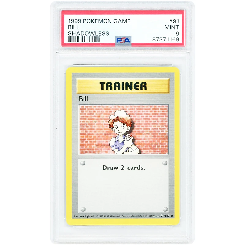 Bill 1999 Pokemon Base Set Common 1st Edition & Shadowless #91 PSA Authenticated 9 Card