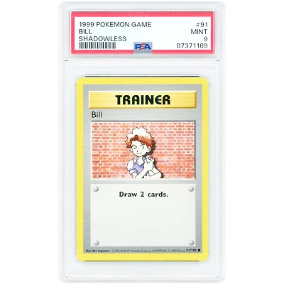 Bill 1999 Pokemon Base Set Common 1st Edition & Shadowless #91 PSA Authenticated 9 Card