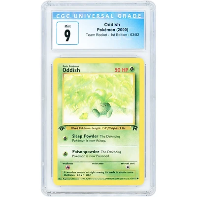 Oddish 2000 Pokemon Team Rocket Common 1st Edition #63 CGC Authenticated 9 Card