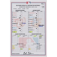Washington Nationals Game-Used Lineup Card vs. Baltimore Orioles on May 15, 2026