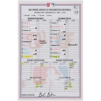 Washington Nationals Game-Used Lineup Card vs. Baltimore Orioles on May 17, 2026