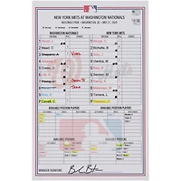 Washington Nationals Game-Used Lineup Card vs. New York Mets on May 21, 2026