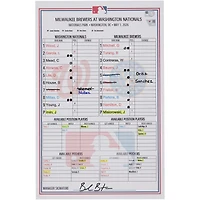 Washington Nationals Game-Used Lineup Card vs. Milwaukee Brewers on May 1, 2026