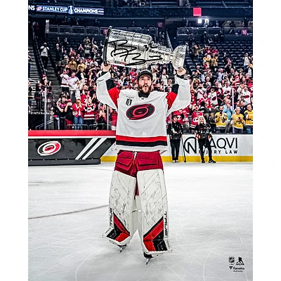 Brandon Bussi Carolina Hurricanes Autographed 2026 Stanley Cup Champions 16" x 20" Raising Cup Photograph