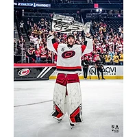 Brandon Bussi Carolina Hurricanes Autographed 2026 Stanley Cup Champions 16" x 20" Raising Cup Photograph